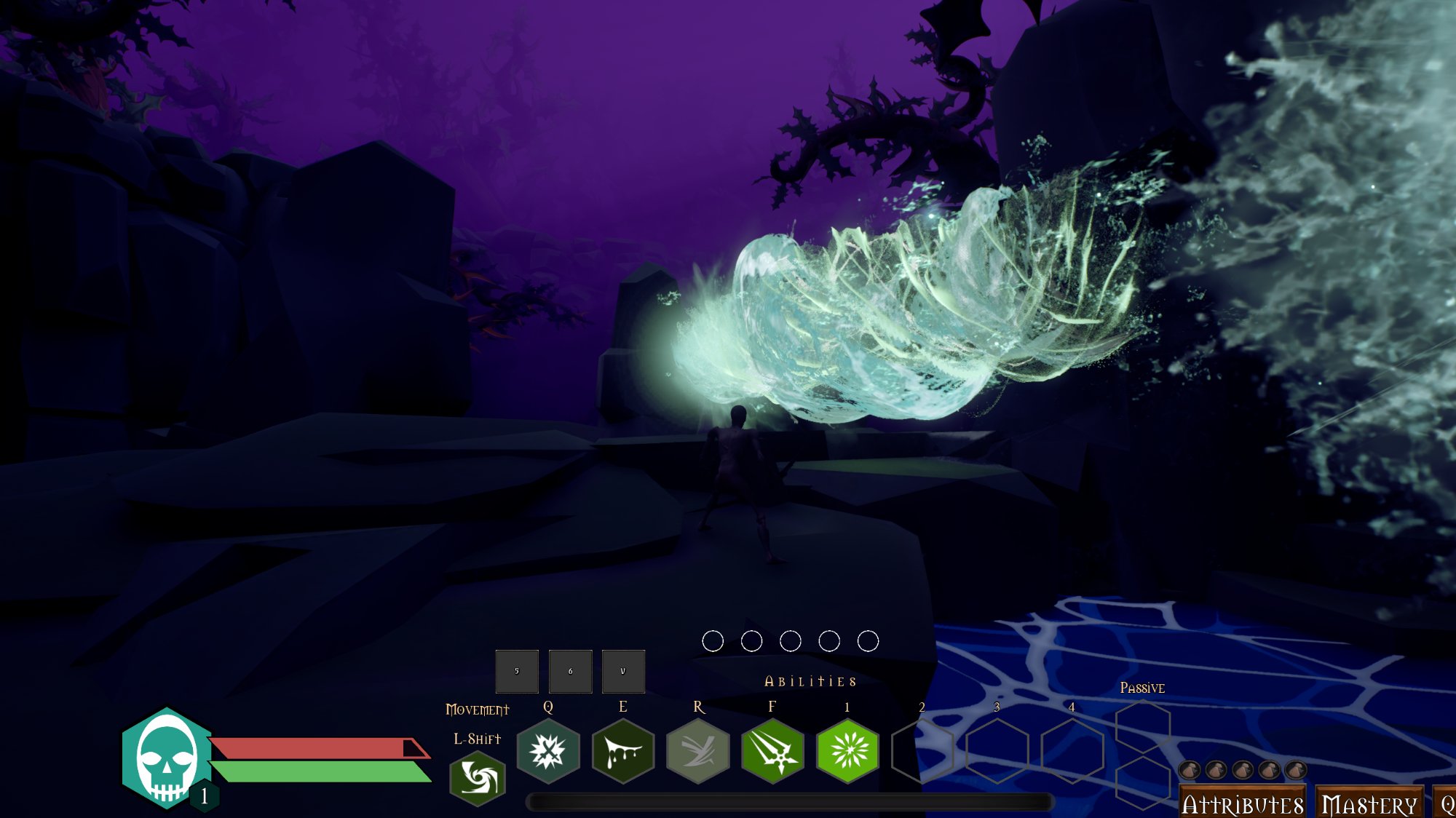 Umbral spell — teal energy spiral