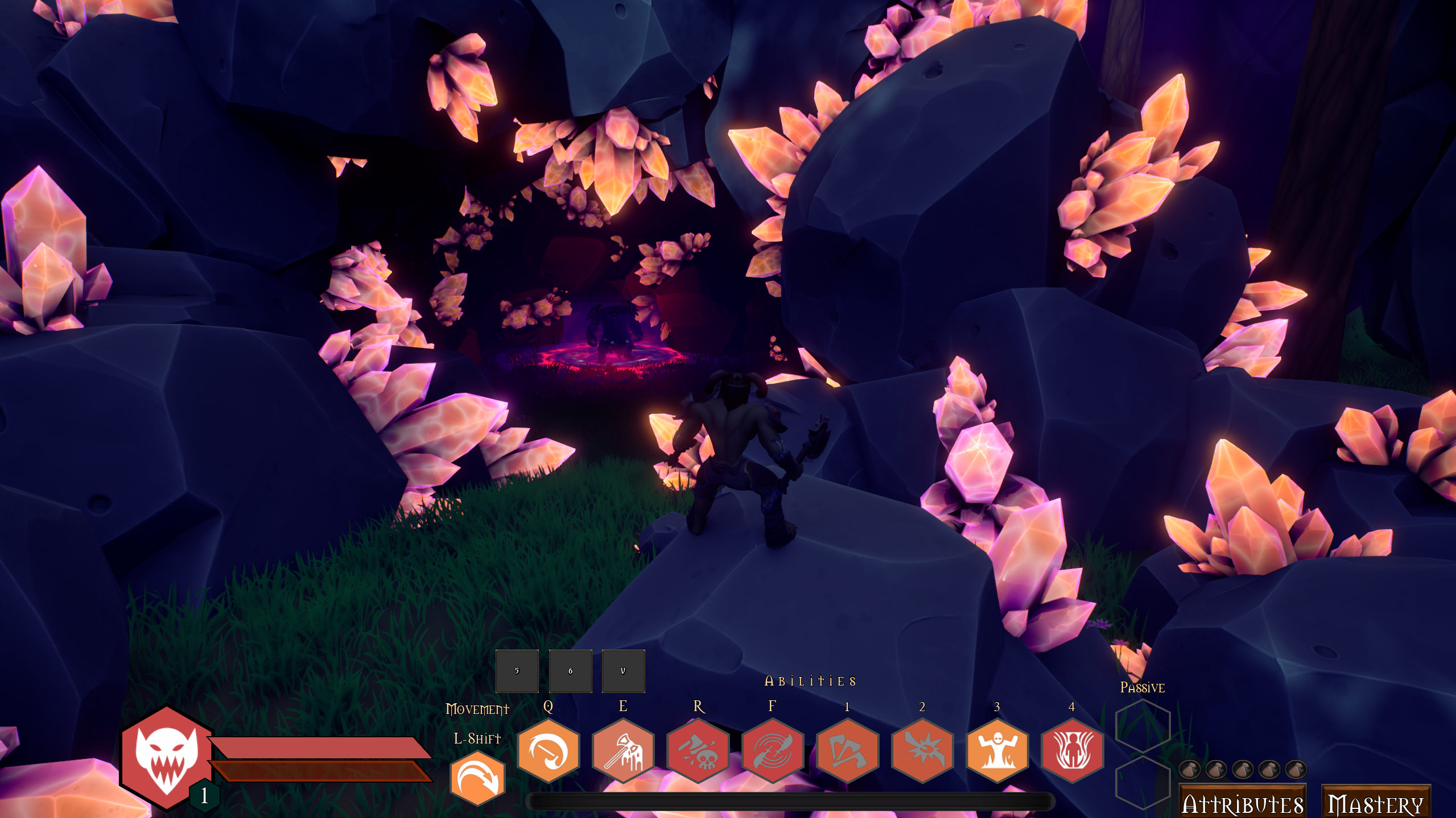 Crystal cave — purple glow