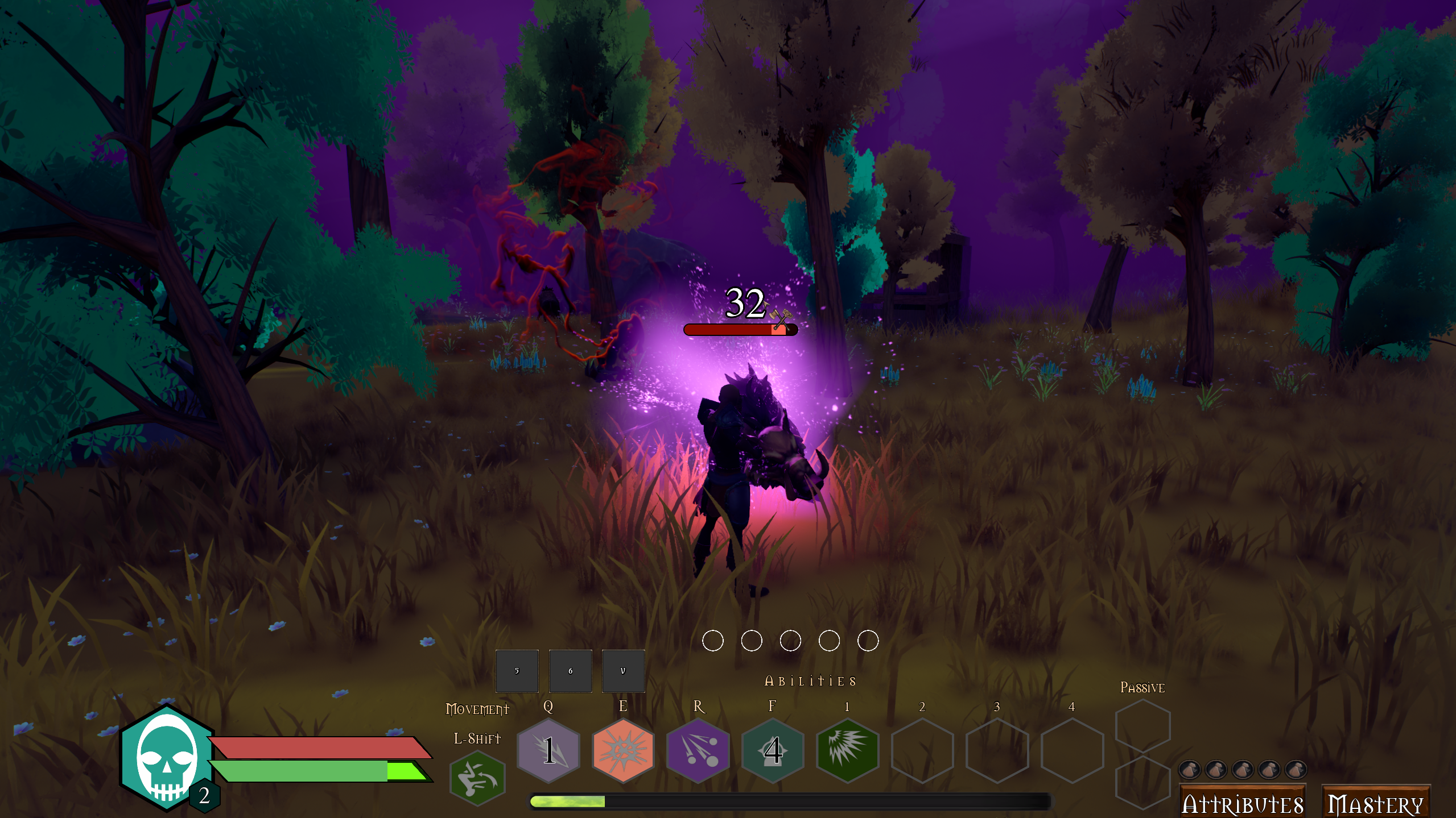 Forest combat — magic effects